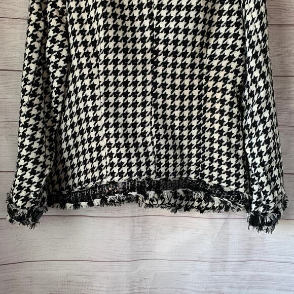 Moka Sport Black and White Houndstooth Blazer Jacket Rhinestone Fringe Size M - Picture 6 of 16
